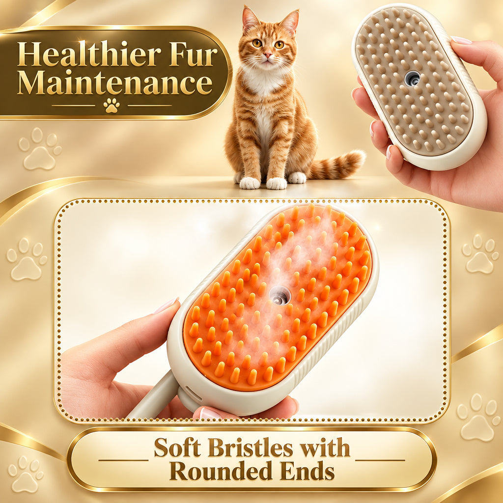 Cat Dog Pet Spray Massage Brush 3 in 1 One Button Steam Spray Folding Rotatable Floating Hair Bath Hair Removal Brush Comb