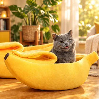 Banana Cat Bed House Funny Cute Cozy Cat Mat Beds Warm Durable Portable Pet Basket Kennel Dog Cushion Cat Pet Supplies ﻿