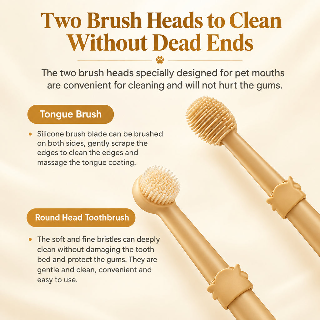 2Pcs Silicone Pet Toothbrush Soft Dog Cat Oral Care Tongue Scraper Massage Multi-Angle Cleaning Brush for Pets