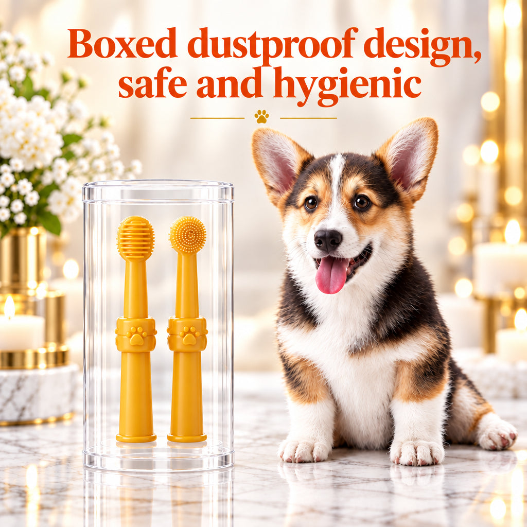 2Pcs Silicone Pet Toothbrush Soft Dog Cat Oral Care Tongue Scraper Massage Multi-Angle Cleaning Brush for Pets