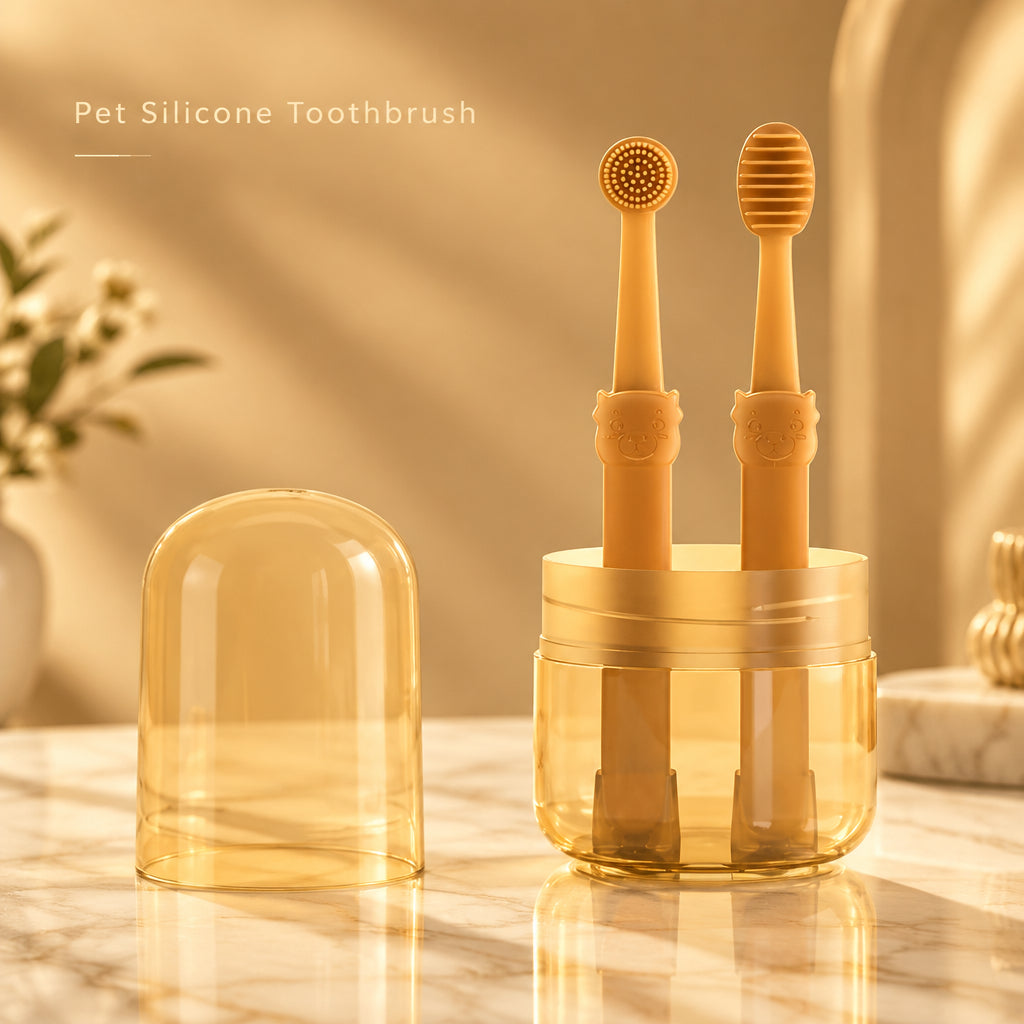 2Pcs Silicone Pet Toothbrush Soft Dog Cat Oral Care Tongue Scraper Massage Multi-Angle Cleaning Brush for Pets