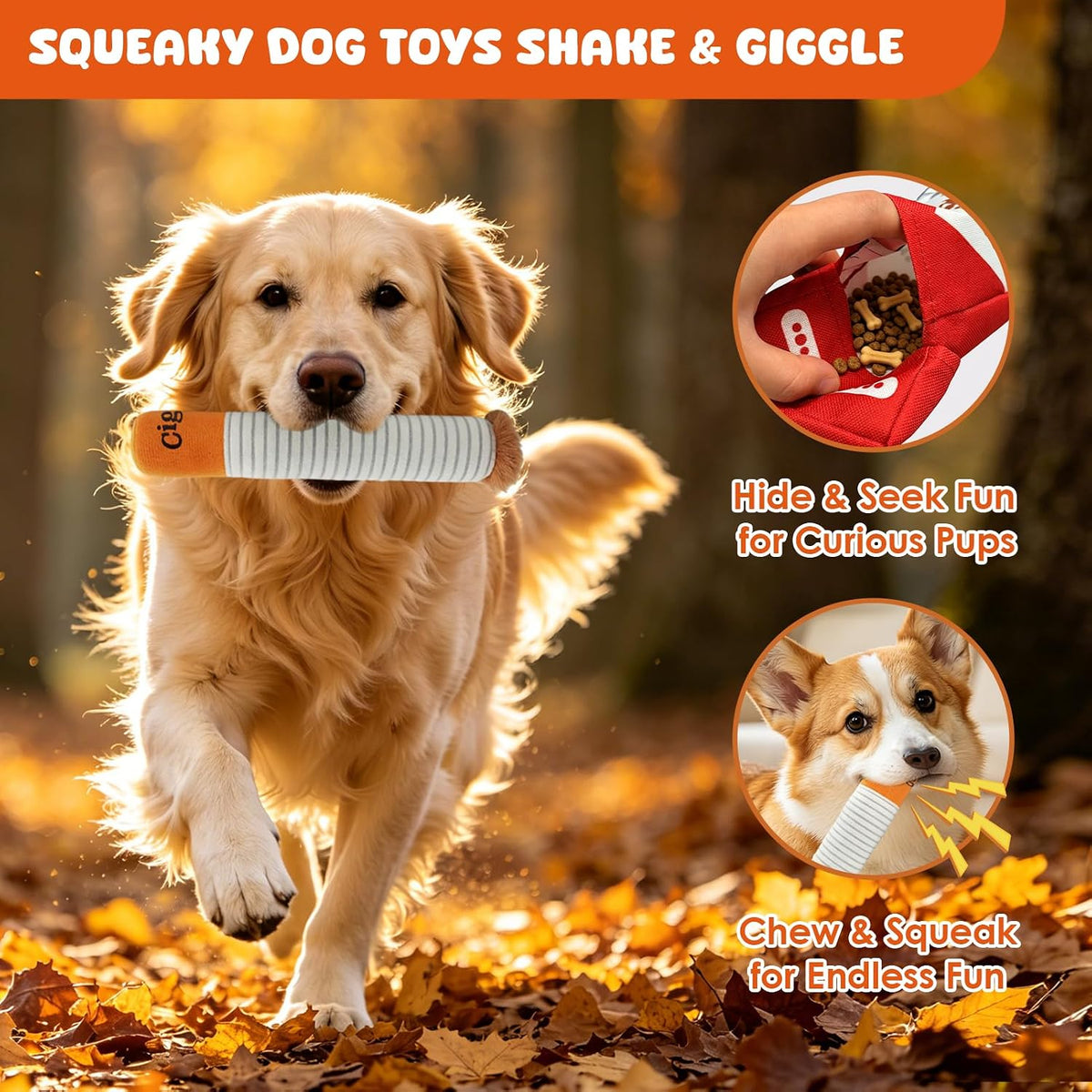 Funny Dog Toys for Small Medium Dogs, Squeaky Interactive Dog Toy